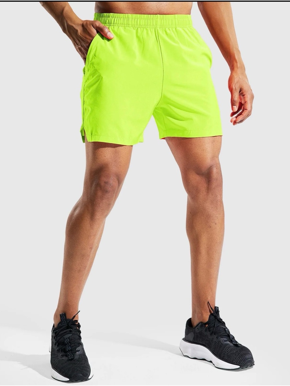 MIER. Men's High-Visibility Neon Green Athletic Shorts